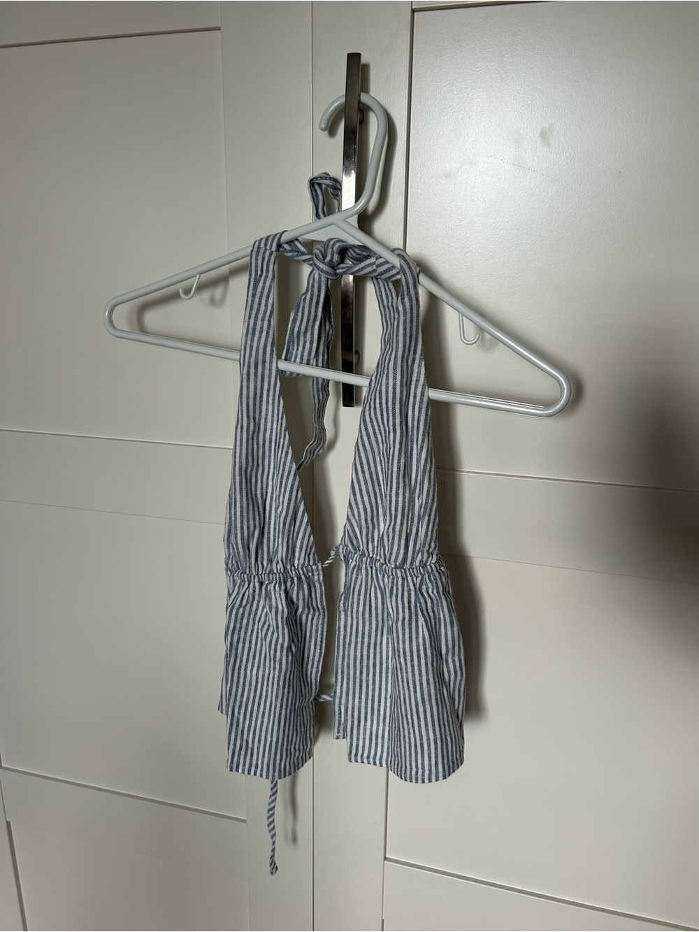 Garage Striped Blue Halter Top Open Back